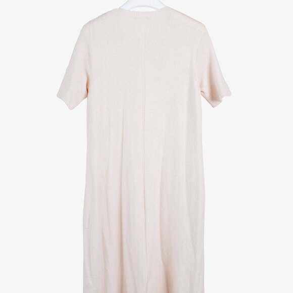 The Row Abini Beige Wool & Cashmere Short-Sleeve Midi Tunic Dress - Picture 3 of 9